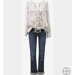 Cabi pleated peasant blouse